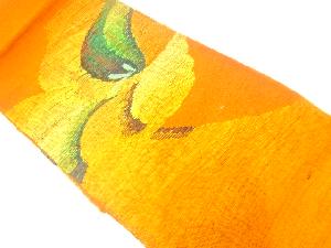 手織り紬花模様織出し名古屋帯